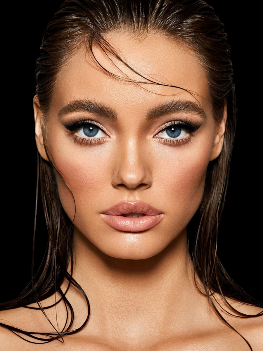 Young woman with high cheek bones
