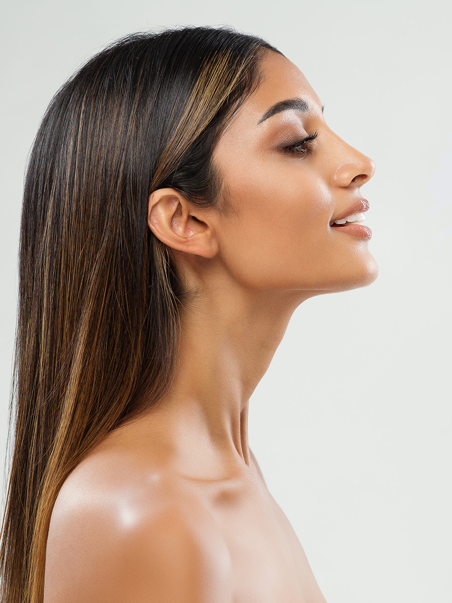Profile of a woman with long hair