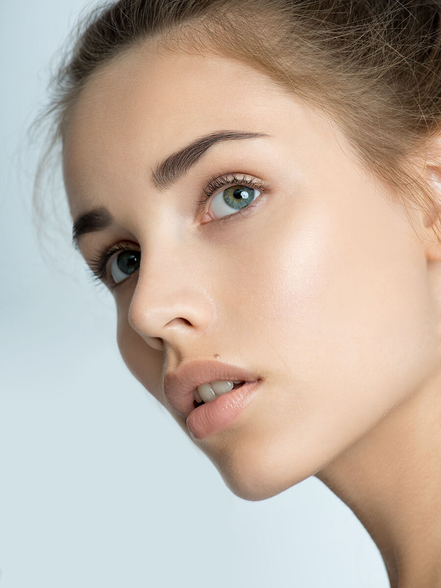 Up close of a woman with glowing skin